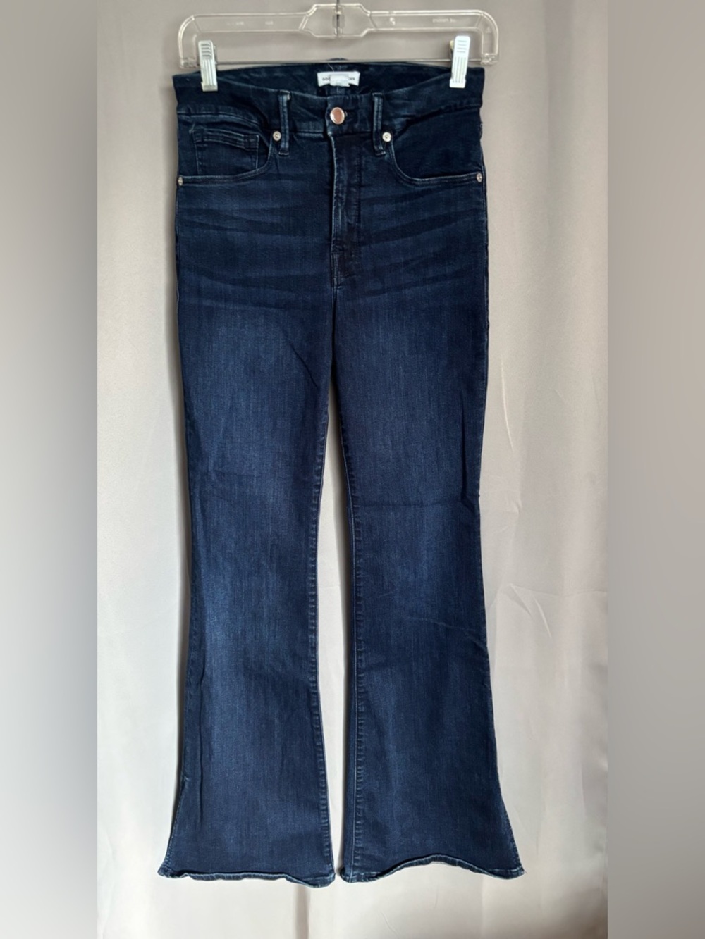 Good American Dark Wash Split Hem Flare Jeans- size 4 / 27